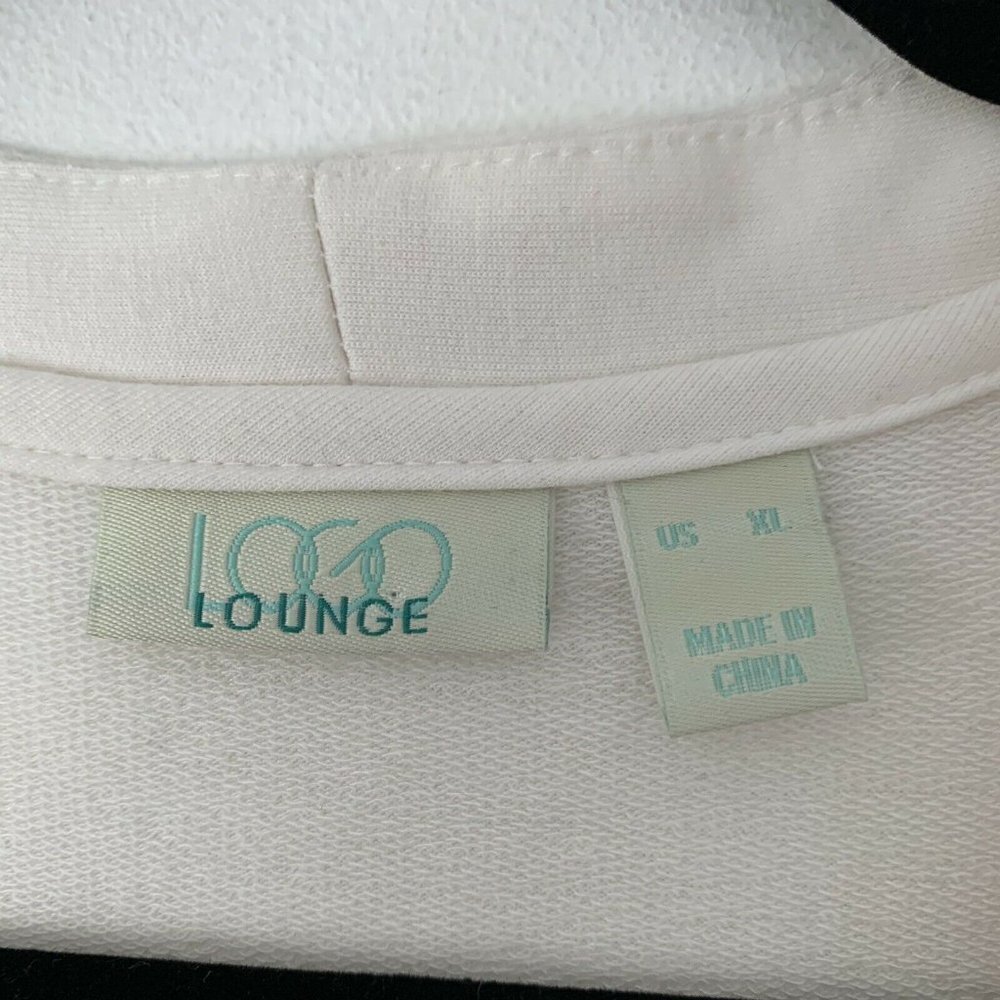 LOGO by Lori Goldstein XL Beige Zip Lace Cardigan - Picture 6 of 10